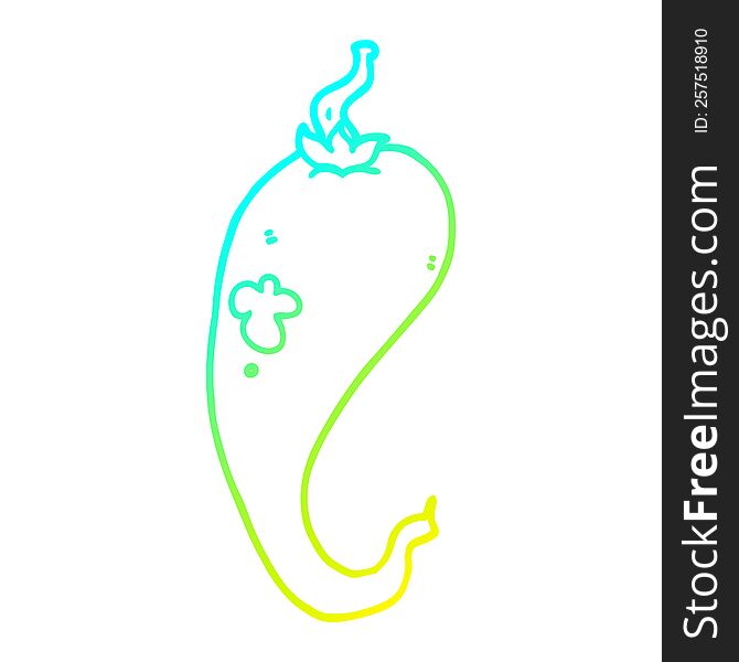 cold gradient line drawing of a cartoon chili pepper