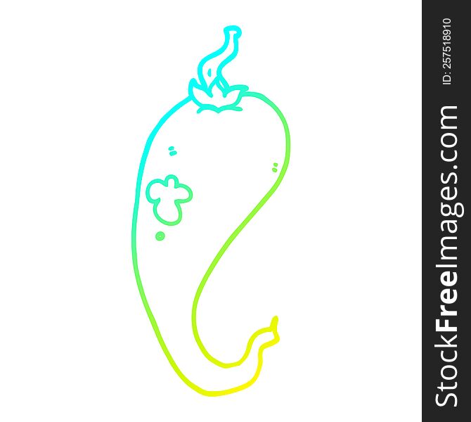 Cold Gradient Line Drawing Cartoon Chili Pepper