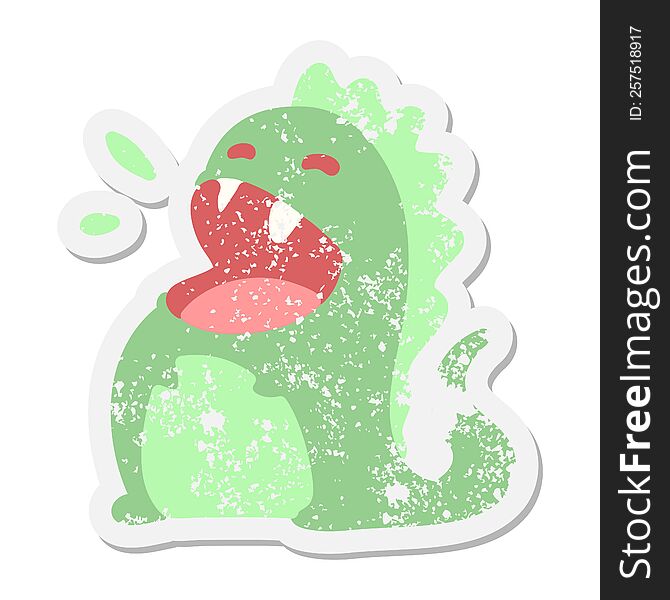 happy dinosaur grunge sticker