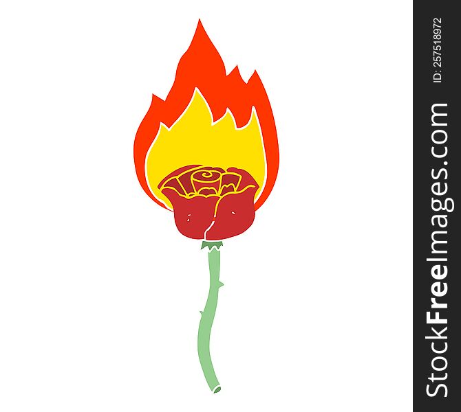 flat color style cartoon flaming rose
