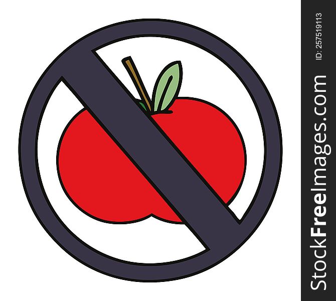 cute cartoon of a no food allowed sign