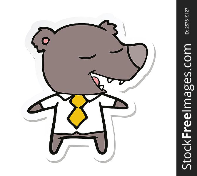 sticker of a cartoon bear wearing shirt and tie