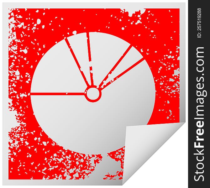 distressed square peeling sticker symbol pie chart