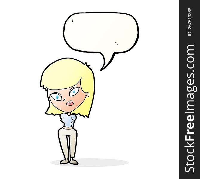 cartoon confused woman with speech bubble