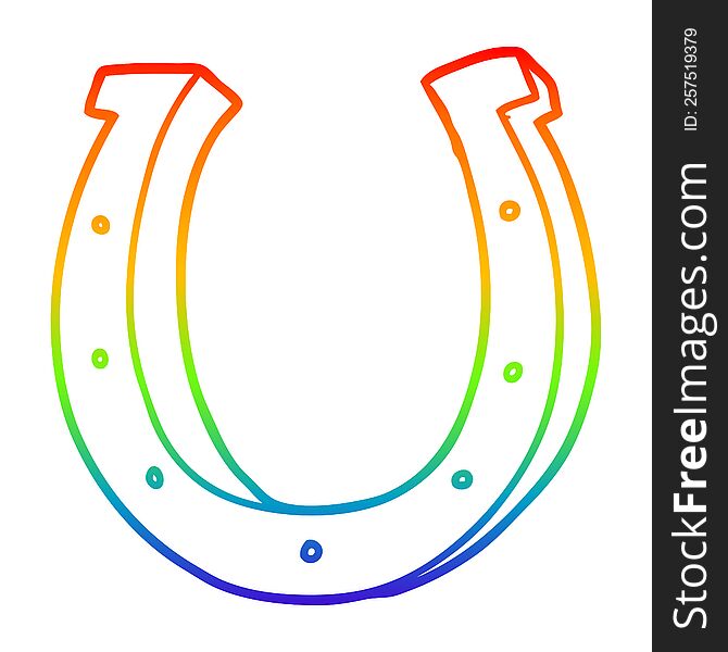 rainbow gradient line drawing of a cartoon iron horse shoe