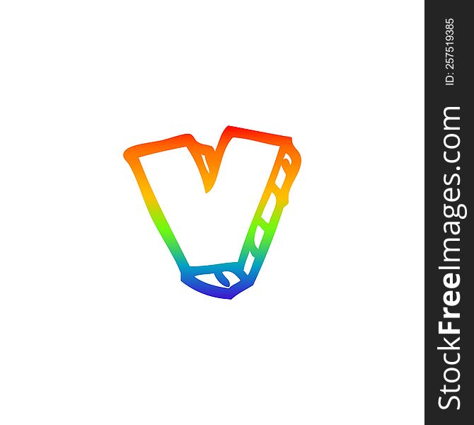 Rainbow Gradient Line Drawing Cartoon Letter V