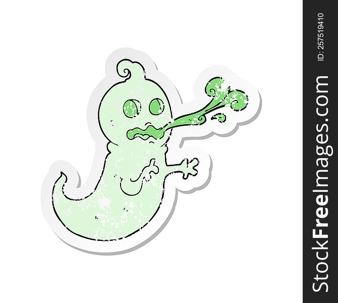 Retro Distressed Sticker Of A Cartoon Slimy Ghost