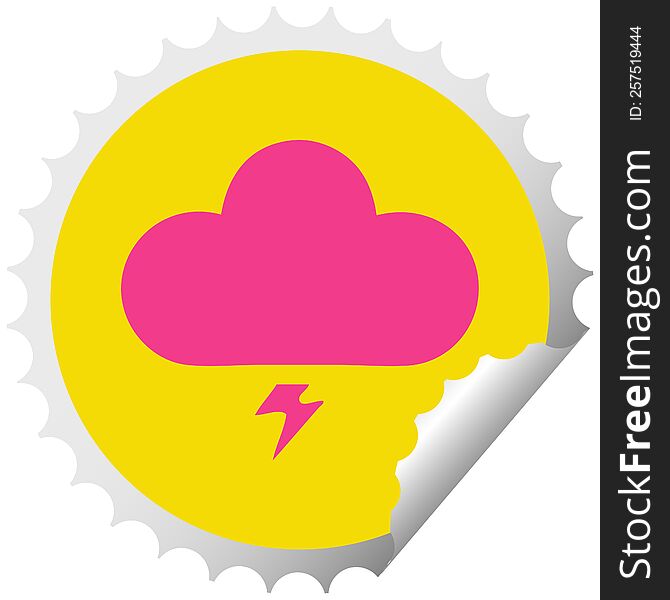 Circular Peeling Sticker Cartoon Thunder Cloud