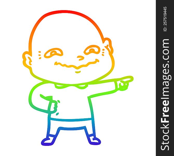 rainbow gradient line drawing of a cartoon creepy guy