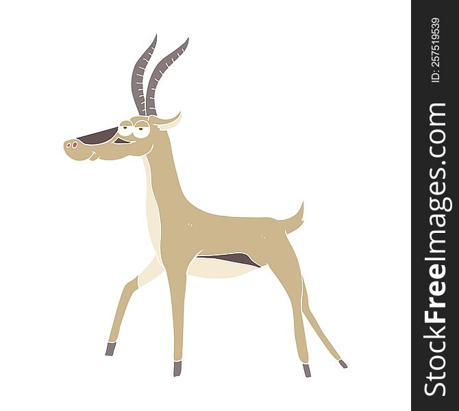 Flat Color Illustration Of A Cartoon Gazelle