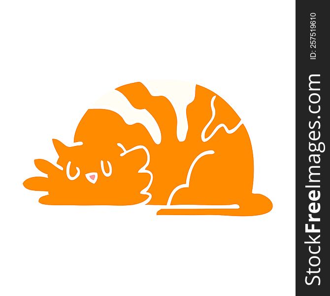 cartoon doodle sleepy cat