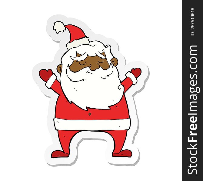 Sticker Of A Jolly Santa Cartoon