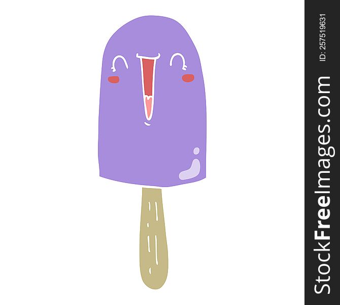 flat color style cartoon happy ice lolly