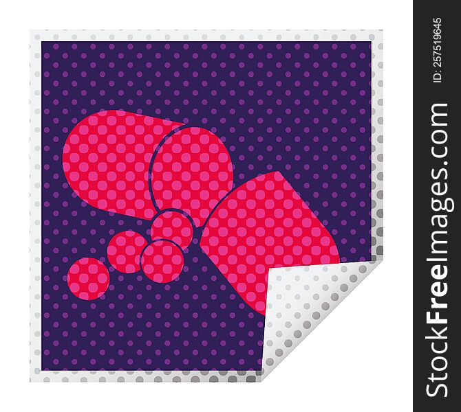 Capsule pill vector illustration square peeling sticker. Capsule pill vector illustration square peeling sticker