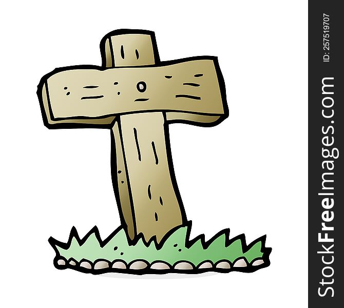 cartoon wooden cross grave