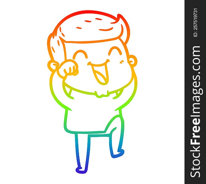 rainbow gradient line drawing of a cartoon man laughing