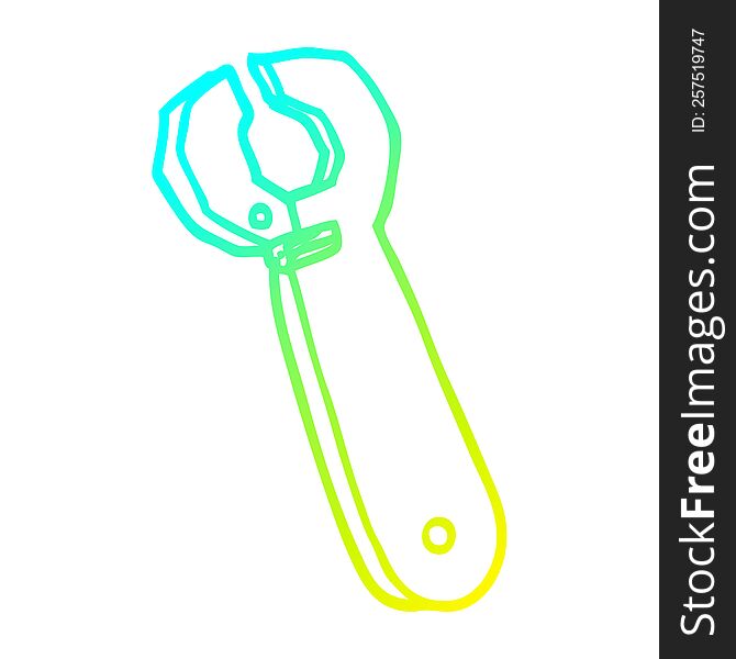 Cold Gradient Line Drawing Cartoon Spanner Tool