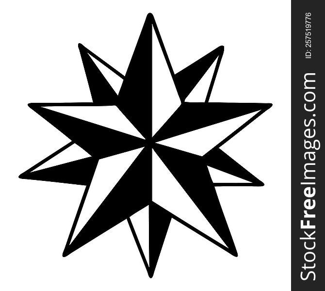 tattoo in black line style of a star. tattoo in black line style of a star