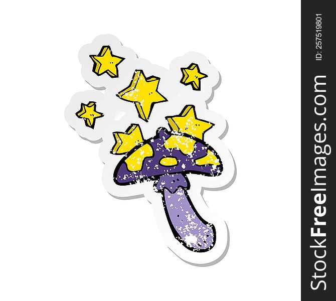 retro distressed sticker of a cartoon magic toadstool
