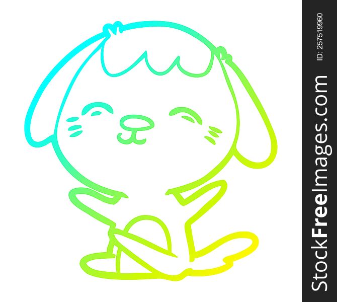 Cold Gradient Line Drawing Happy Cartoon Sitting Dog