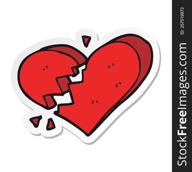 sticker of a cartoon broken heart