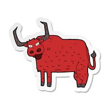 Sticker Of A Cartoon Hairy Cow Royalty Free Stock Photo