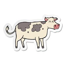 Sticker Of A Cartoon Cow Royalty Free Stock Photos