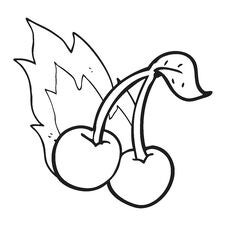 Black And White Cartoon Flaming Cherries Royalty Free Stock Photography