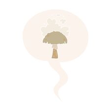 Free Cartoon Mushroom And Spore Cloud And Speech Bubble In Retro Style Royalty Free Stock Photos - 257527368