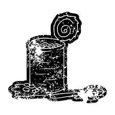 Grunge Icon Drawing Of An Opened Can Of Beans Stock Photos