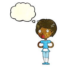 Free Cartoon Woman In French Maid Outfit With Thought Bubble Royalty Free Stock Photos - 257528488
