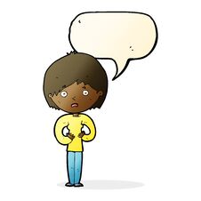 Cartoon Woman Making Who Me Gesture With Speech Bubble Stock Images
