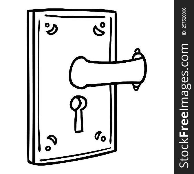 hand drawn line drawing doodle of a door handle