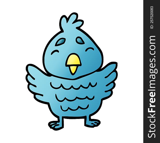 cartoon doodle blue bird