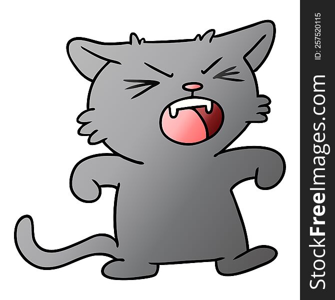 Gradient Cartoon Doodle Of A Screeching Cat