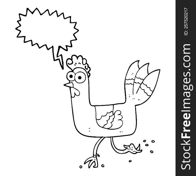 freehand drawn speech bubble cartoon chicken running