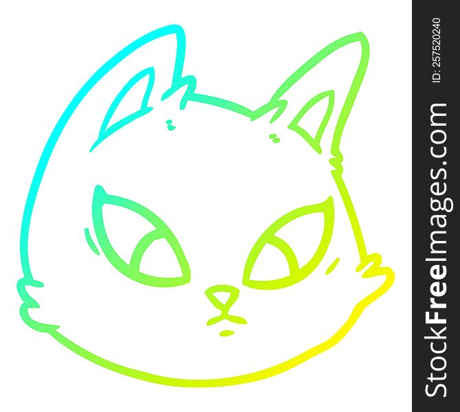 cold gradient line drawing cartoon cat face