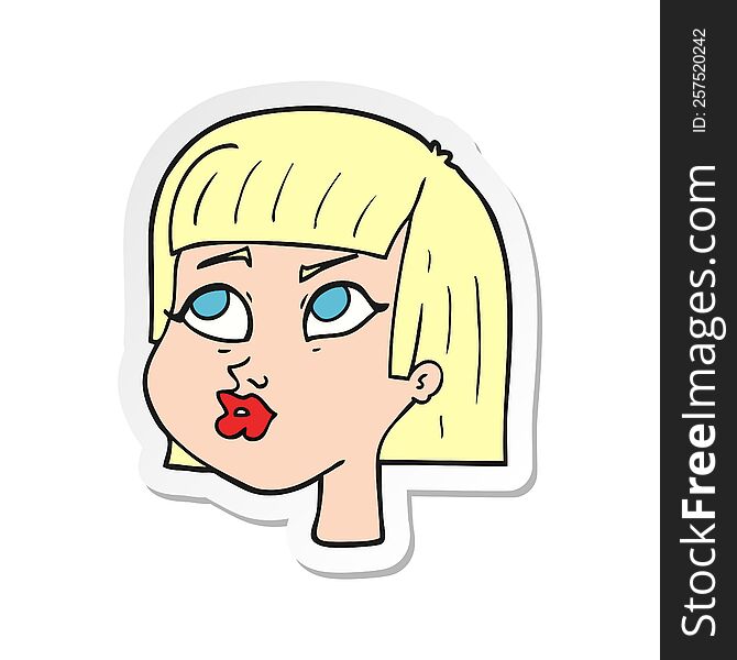 sticker of a cartoon female face