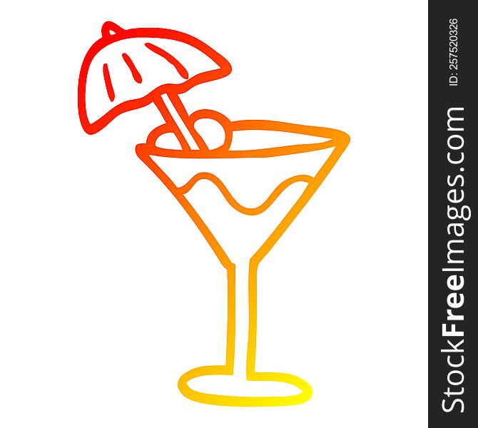 Warm Gradient Line Drawing Cartoon Martini Drink