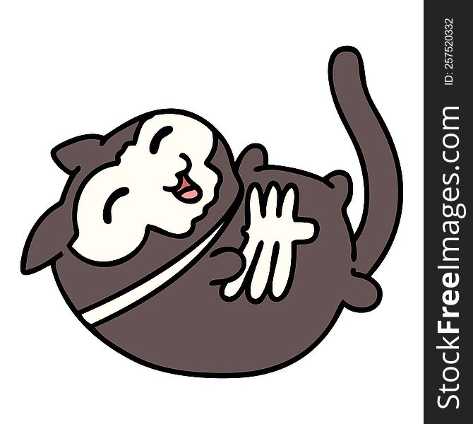 cartoon of a cute happy cat wearing a halloween costume. cartoon of a cute happy cat wearing a halloween costume