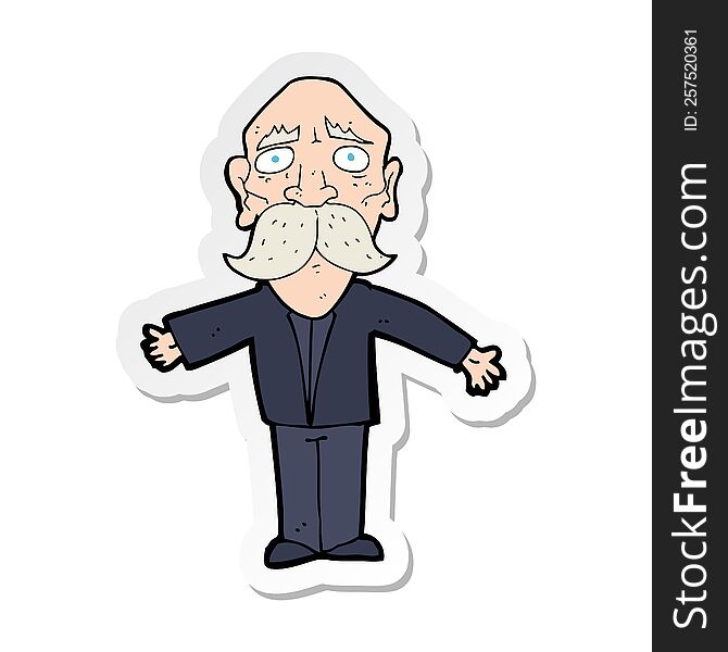 sticker of a cartoon disapointed old man