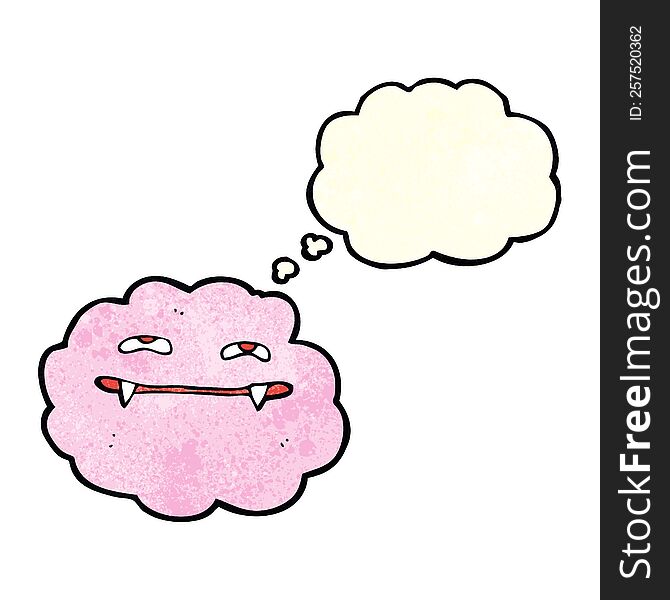 Cartoon Pink Fluffy Vampire Cloud With Thought Bubble