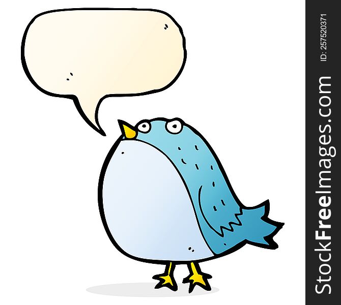 cartoon fat bird with speech bubble