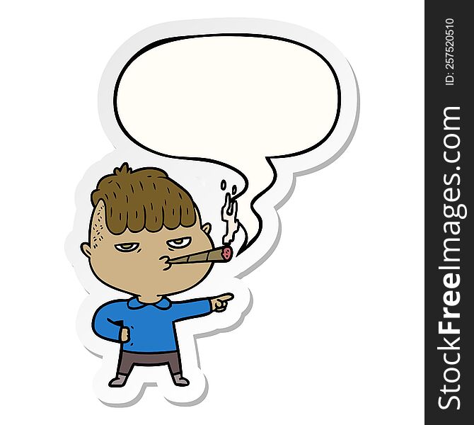 Cartoon Man Smoking And Speech Bubble Sticker