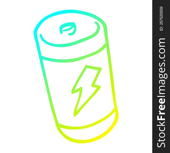 Cold Gradient Line Drawing Cartoon Battery