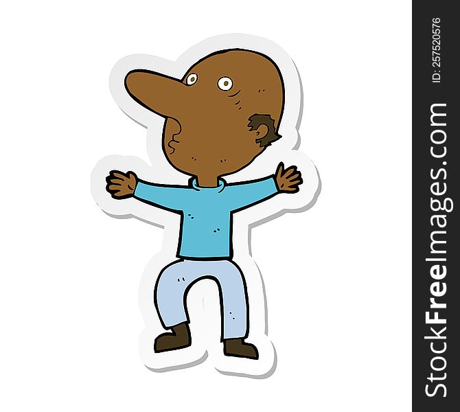 Sticker Of A Cartoon Worried Middle Aged Man