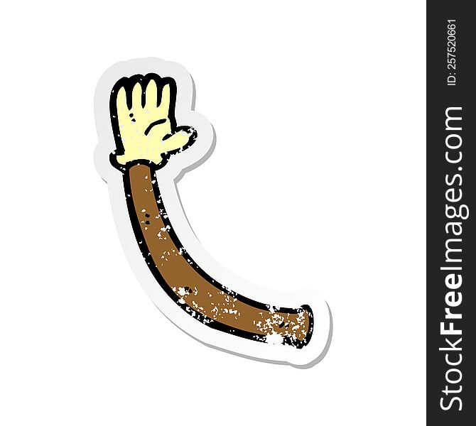 Retro Distressed Sticker Of A Cartoon Arm With Rubber Glove