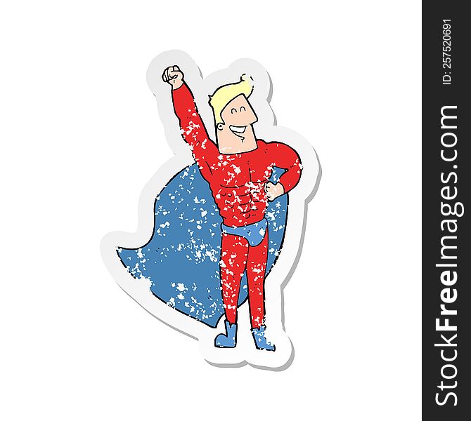 Retro Distressed Sticker Of A Cartoon Superhero