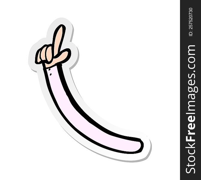 sticker of a cartoon pointing arm