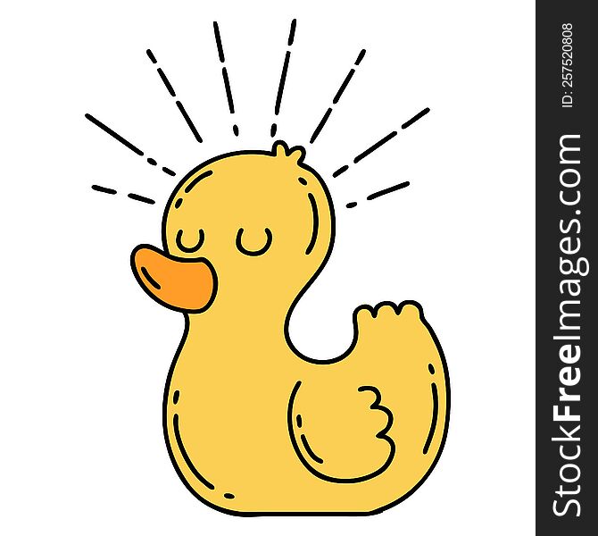 illustration of a traditional tattoo style rubber duck